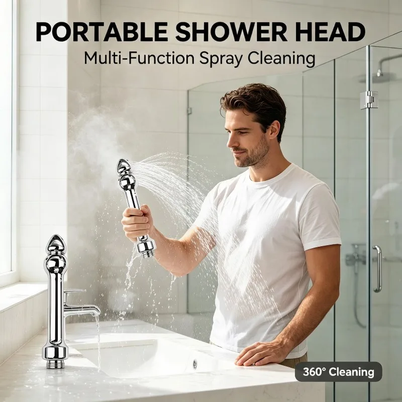 Handheld Metal Cleaning Shower Is Compact Portable and Detachable Suitable for Use in Home Bathrooms Travel Hotels and More