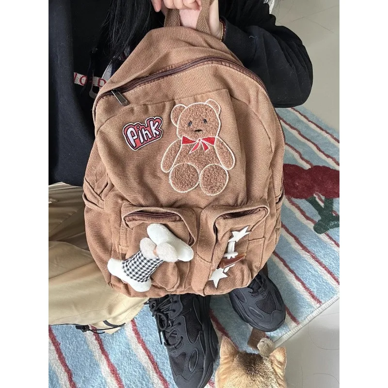 Versatile Large Capacity Backpack Meilad Color Cute Little Bear Backpack Y2k Niche Backpack Fashion Cartoon Teddy Bear Girl Gift