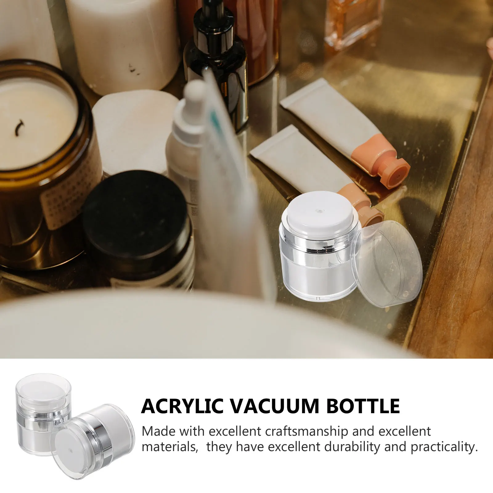 

2Pcs Airless Cream Jar Travel Containers Leak Proof Lotion Bottle Toiletries Acrylic Travel Containers Skincare