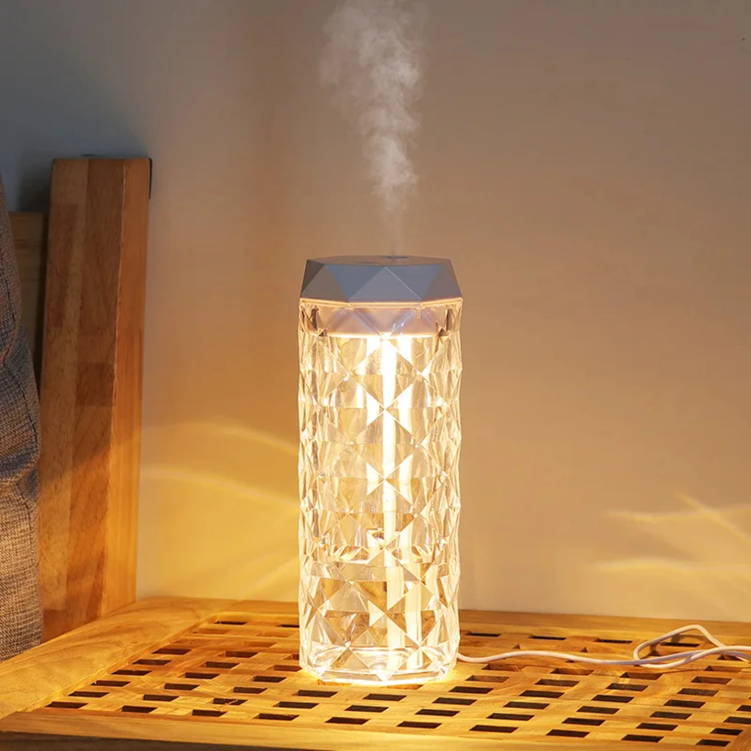 Colorful USB Crystal Humidifier with Aromatherapy and Air Purification  Bedroom and Desktop