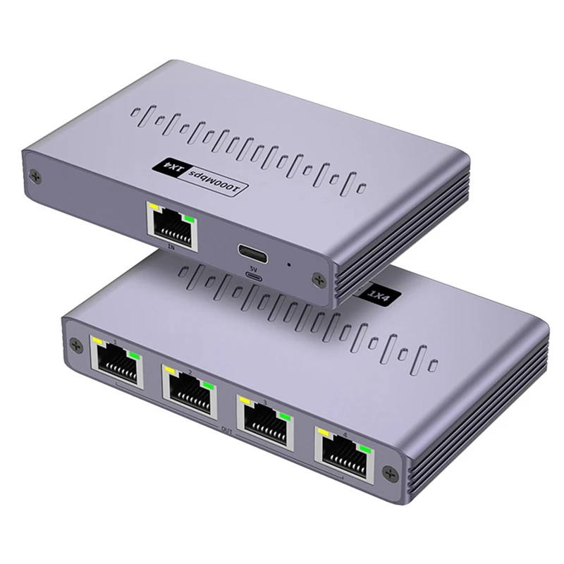 A76F-New Network Cable Splitter 1 To 4 Gigabit Network Distributor Simultaneous Internet Access, RJ45 Network Switch Extender