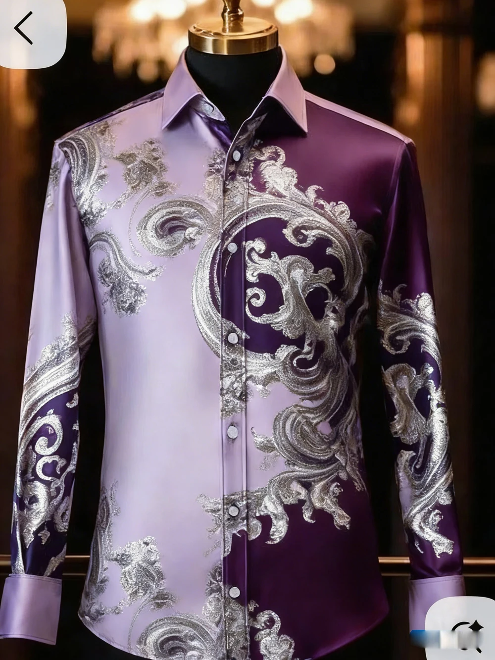 Men's Spring and Summer New High-End Long-Sleeved Shirt French Rattan High-Definition 3D Printed Shirt Designer Clothes for Men