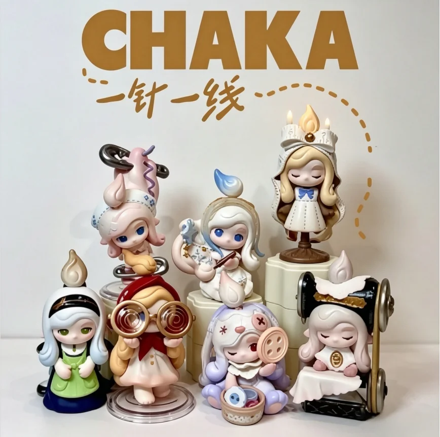 POP MART CHAKA Stitch By Stitch Serie Blind Box Auspackbehälter Niedliche Puppe Anime-Figur Desktop-Ornament Wohndekoration Geschenk