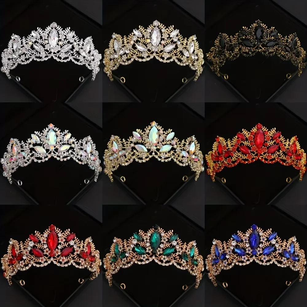 Baroque Crystal Tiaras And Crowns Rhinestone Prom Diadem Bridal Wedding Hair Accessories Jewelry Crown Tiara For Women Bride
