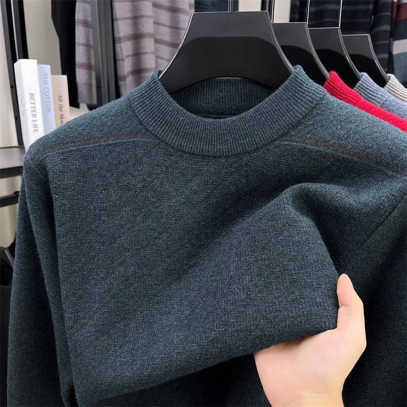 

Зимний повседневный вязаный свитер в полоску со стойкой Midlife, мягкий полиэстер, длинный свежай, Busin, повседневный, новый дизайн, теплый