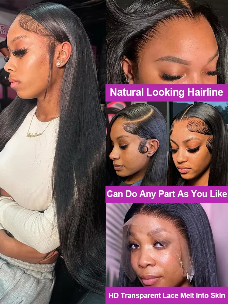 300% عالية الكثافة شعر طبيعي مفرود الباروكات 13x6 13x4 HD الدانتيل شعر مستعار أمامي البرازيلي 40 46 بوصة 360 كامل الدانتيل أمامي باروكة من شعر طبيعي #3