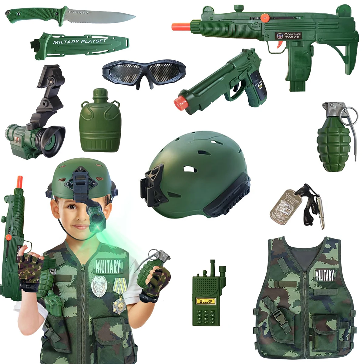 

Kids Tactical Toy Costume Set Soldier Cosplay Halloween Costume Camo Set for Boys 3-10 Years Old