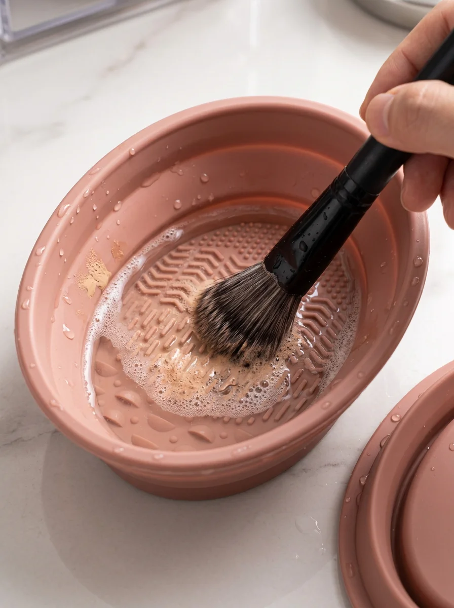1/3Pcs Foldable Silicone Makeup Brush Cleaning Bowl Portable Cosmetic Brush Cleaner Washing Mat Beauty Sponge Cleaning Tool