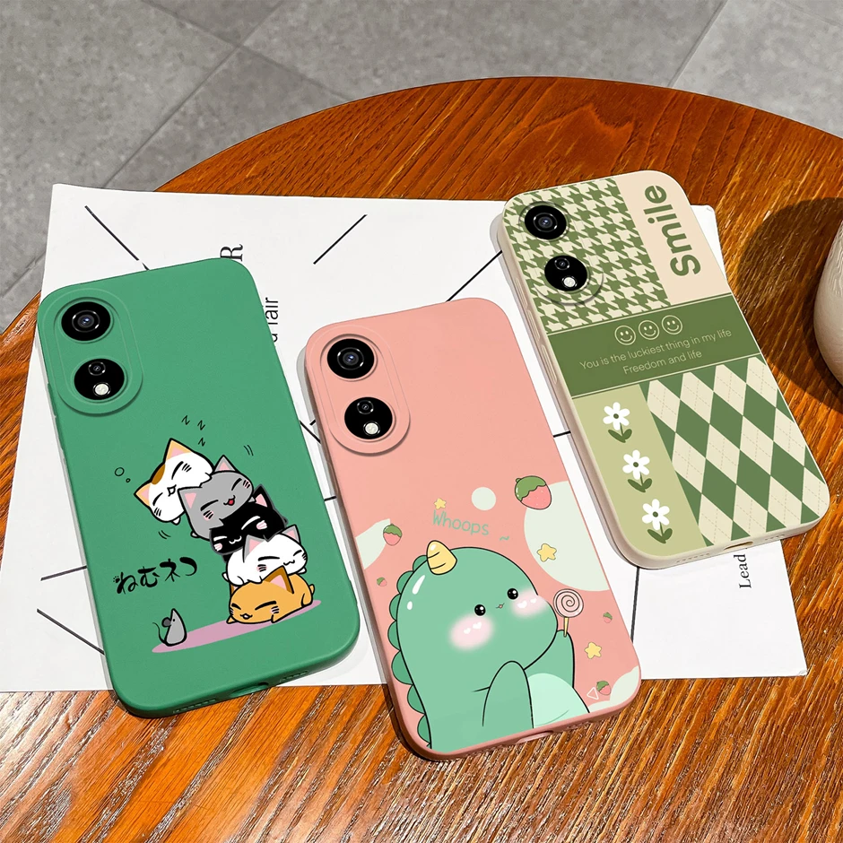 Case For Tecno Itel P55 5G Lovely Dinosaur Cat Amusing Cartoon Pattern TPU Silicone Phone Cover For Itel P55 P661N Models Funda