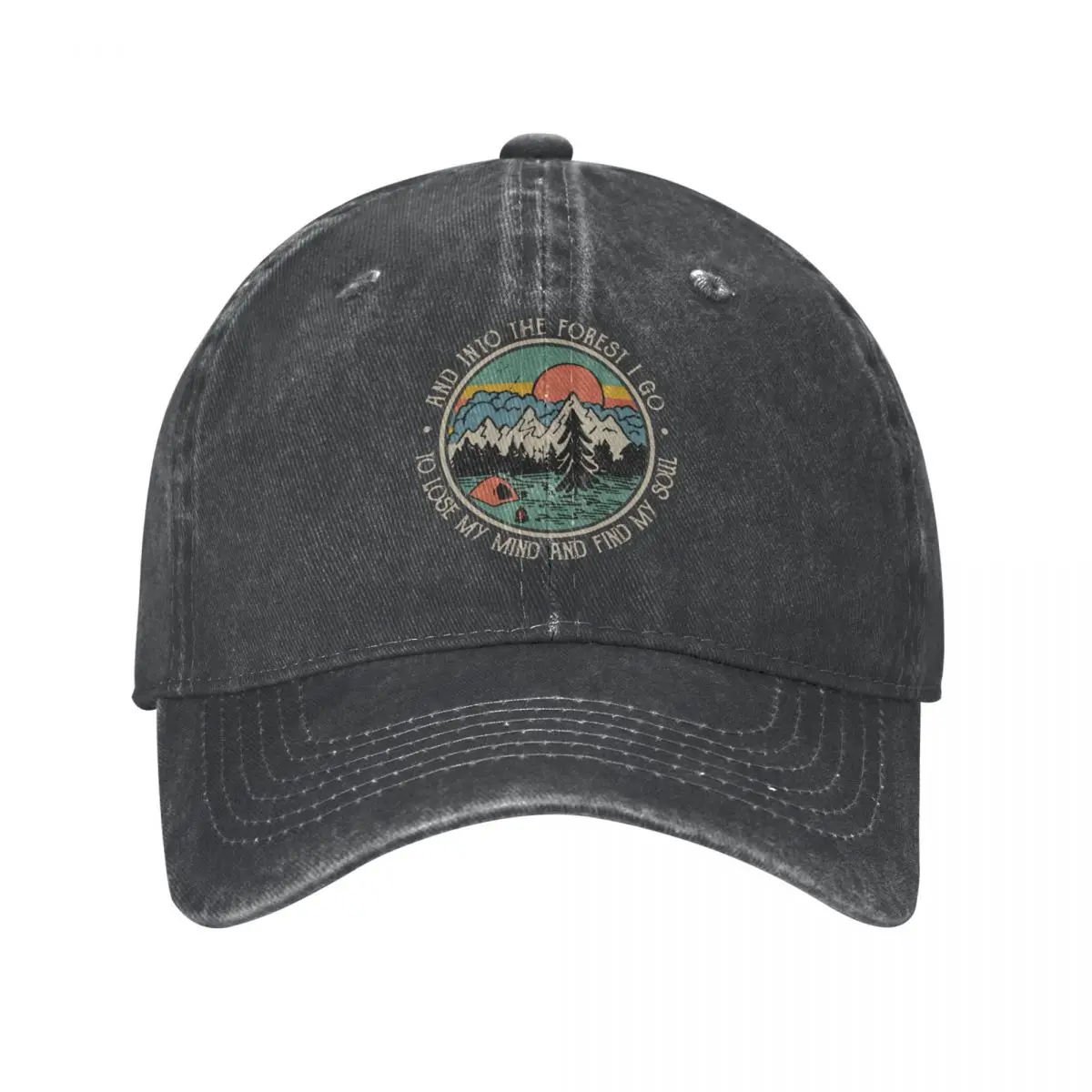 Into The Forest I Go To Lose My Mind Find My Soul Baseball Caps Distressed Denim Nature Sun Cap Men Women Outdoor Summer Cap