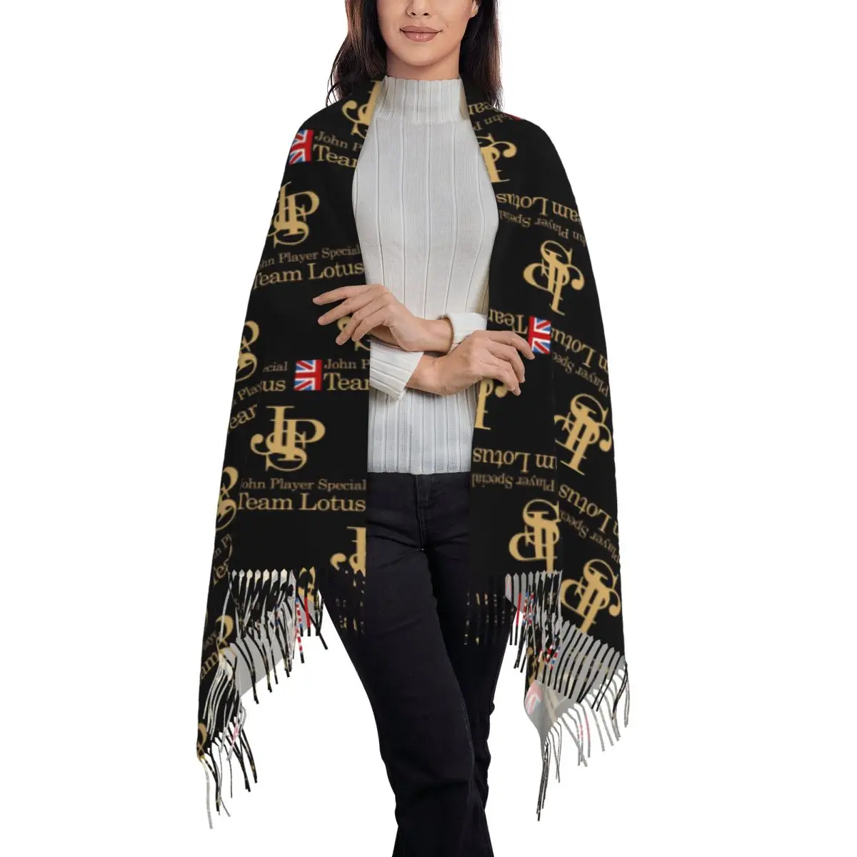 JPS John Player Special Team8 Scarf Tassel Scarves Women Soft Warm Shawls and Wraps Large Fall Winter Shawl Wrap