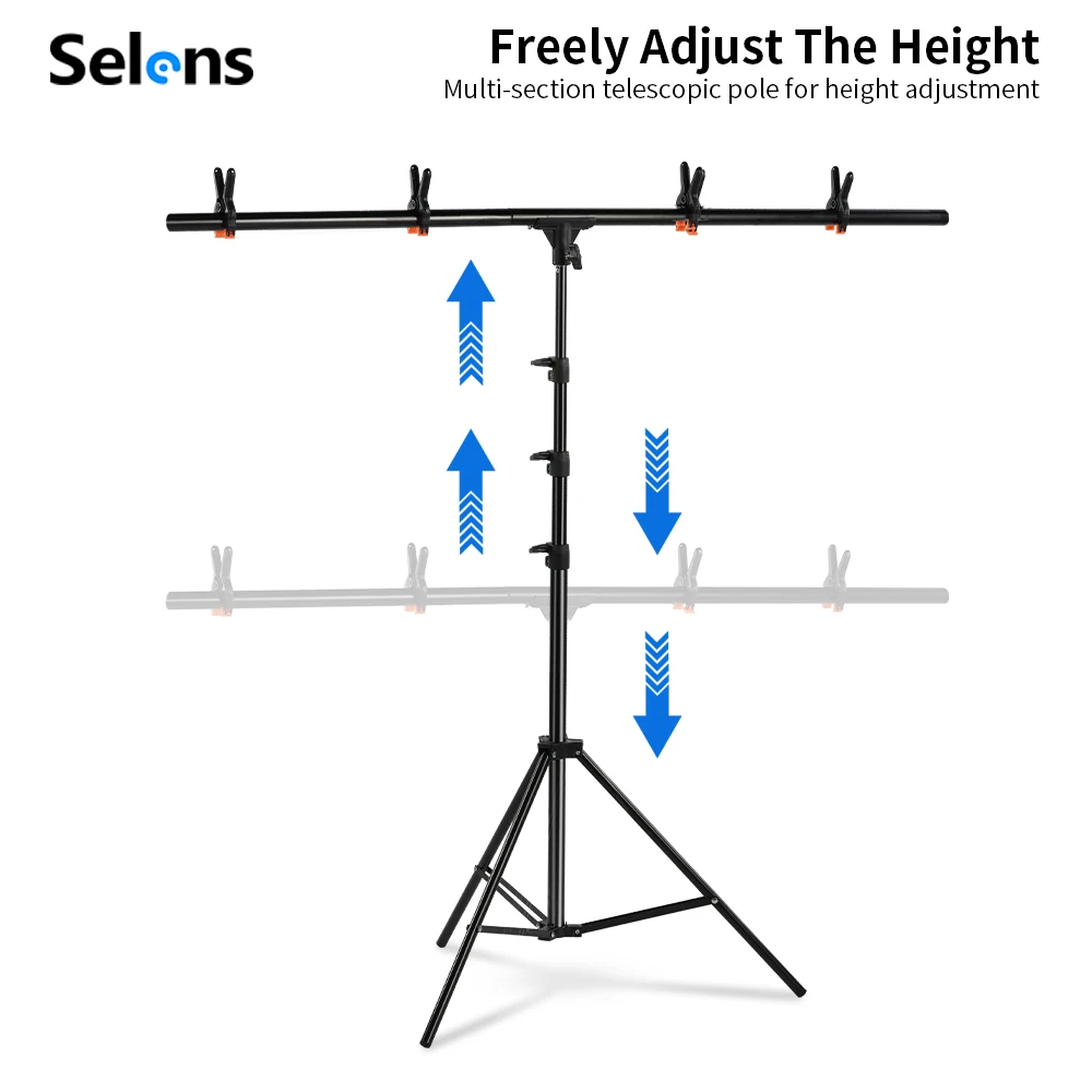 Selens T-Shape Portable Background Stand Adjustable Photography Background Bracket Photo Studio Kit Shot Photography Accessories