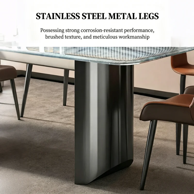 Any Size Custom Urban Luxury Super Crystal Stone Dining Table Multi Stone Option Food Grade Sturdy Steel Base Home Furnish