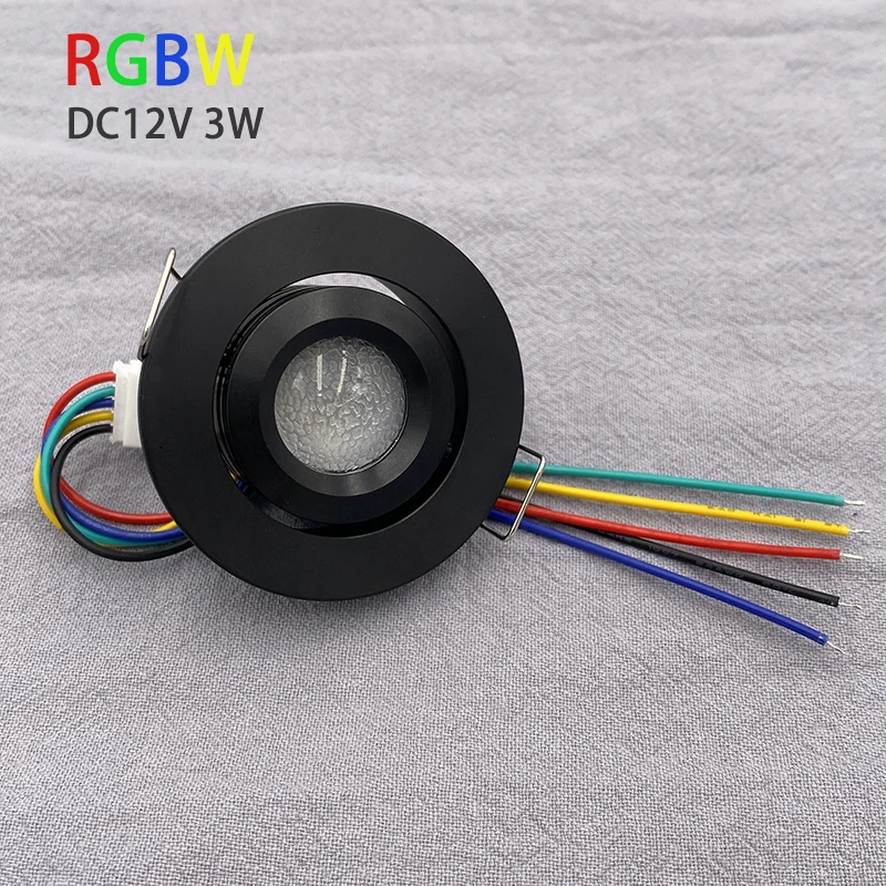 RGB RGBW 12V 3W wpuszczana szafka Mini reflektor z wyciętym otworem 42mm dekoracja pokoju KTV ściemniana z regulowanym kątem lampa sufitowa