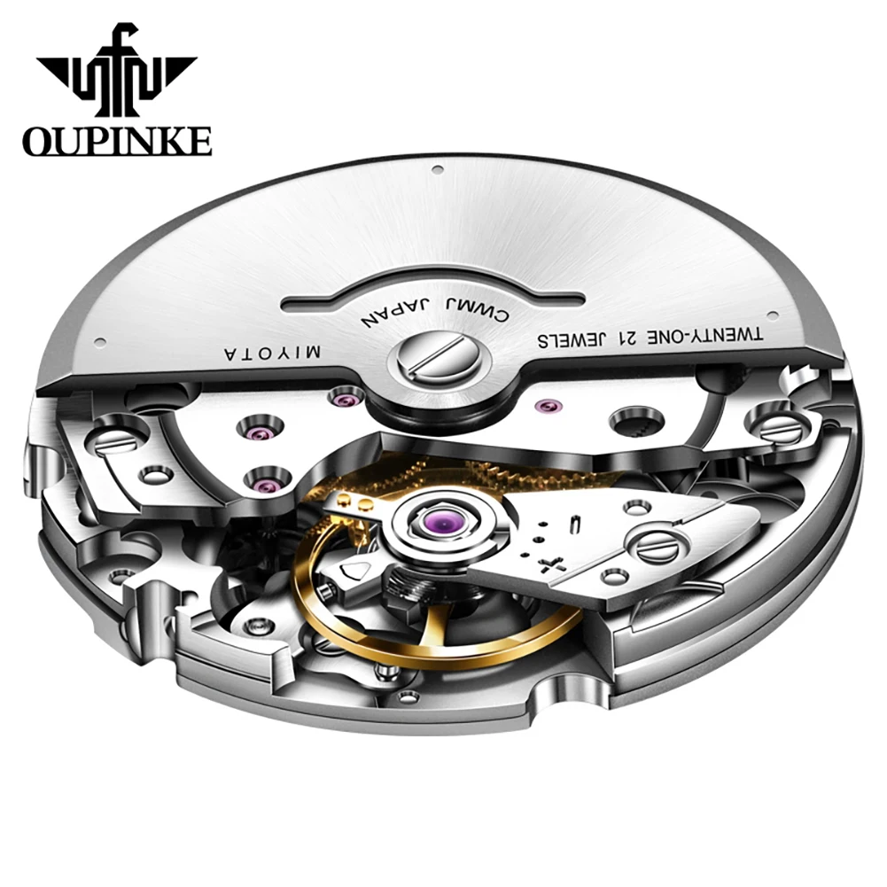 OUPINKE 3331 Brand original authentic watches for man luxury Gift Box Steel belt Golden Horse mechanical men's Watch