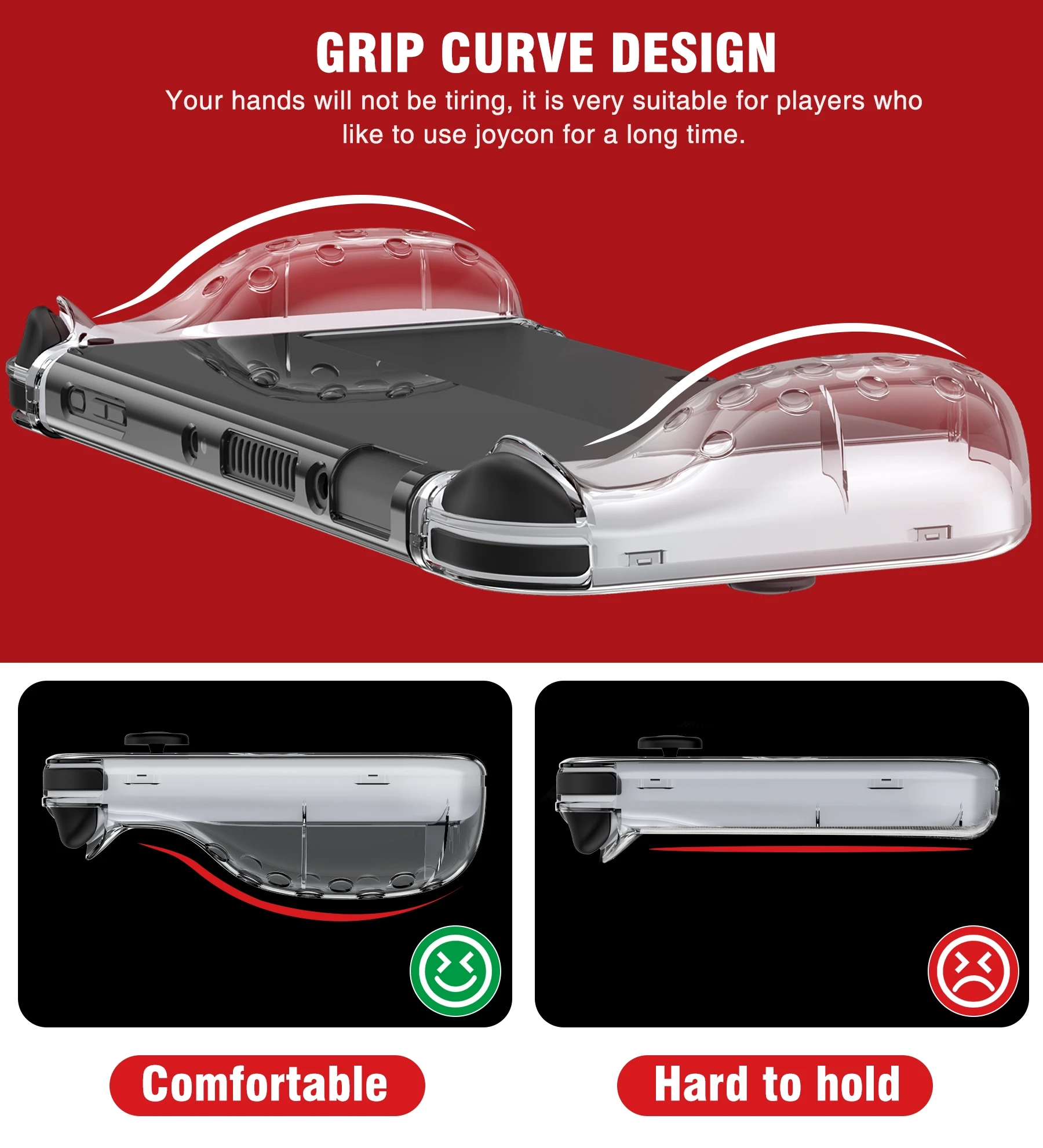 حافظة من الكريستال بروتيكتيف من BEBONCOOL لنينتندو سويتش وحدة التحكم OLED شفافة مضادة للسقوط ملحقات OLED Joycon