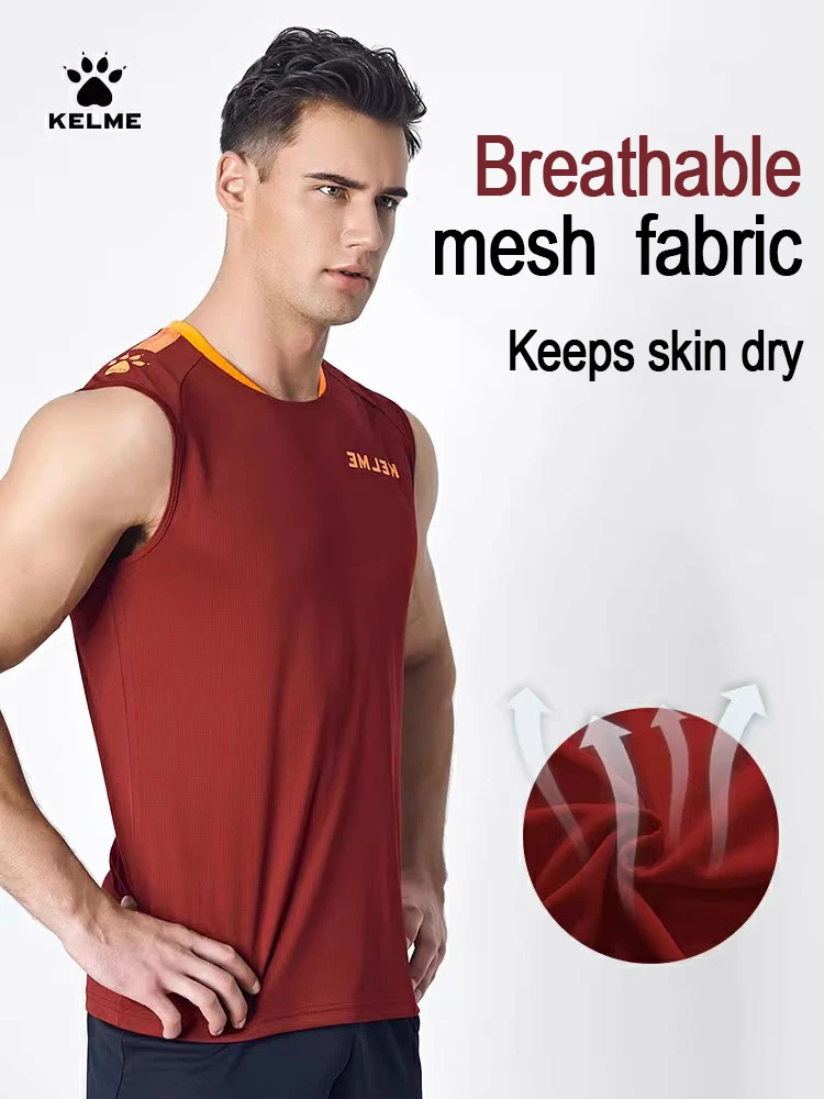 KELME Men soccer Vest Training T-shirt Sleeveless Summer Sports Tights Running Vest Football Jerseys Fitness quick-dry 3891061