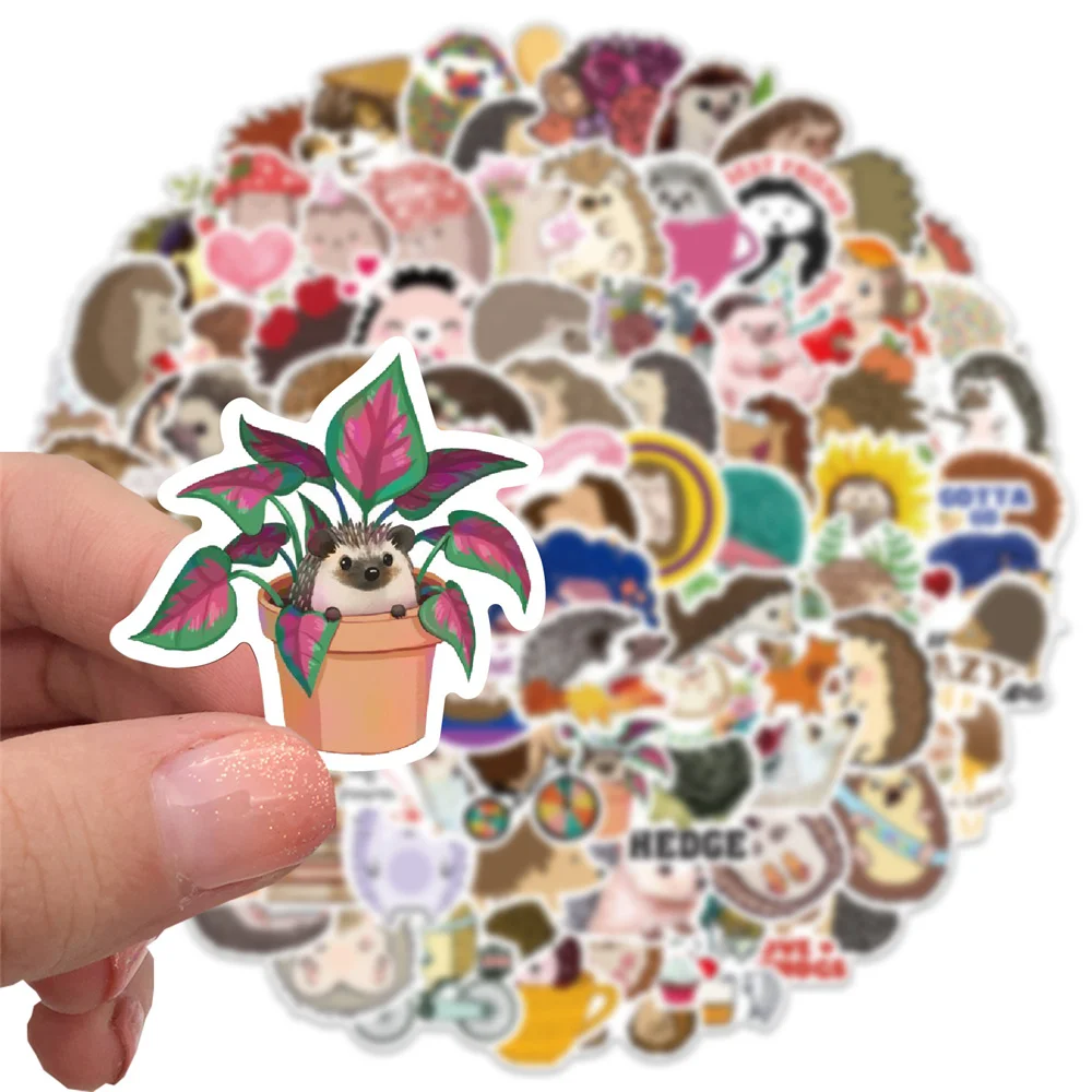 10/30/50PCS Cartoon Animal Hedgehog Graffiti Waterproof Sticker Personalized Decoration Creative Refrigerator CupHelmetWholesale