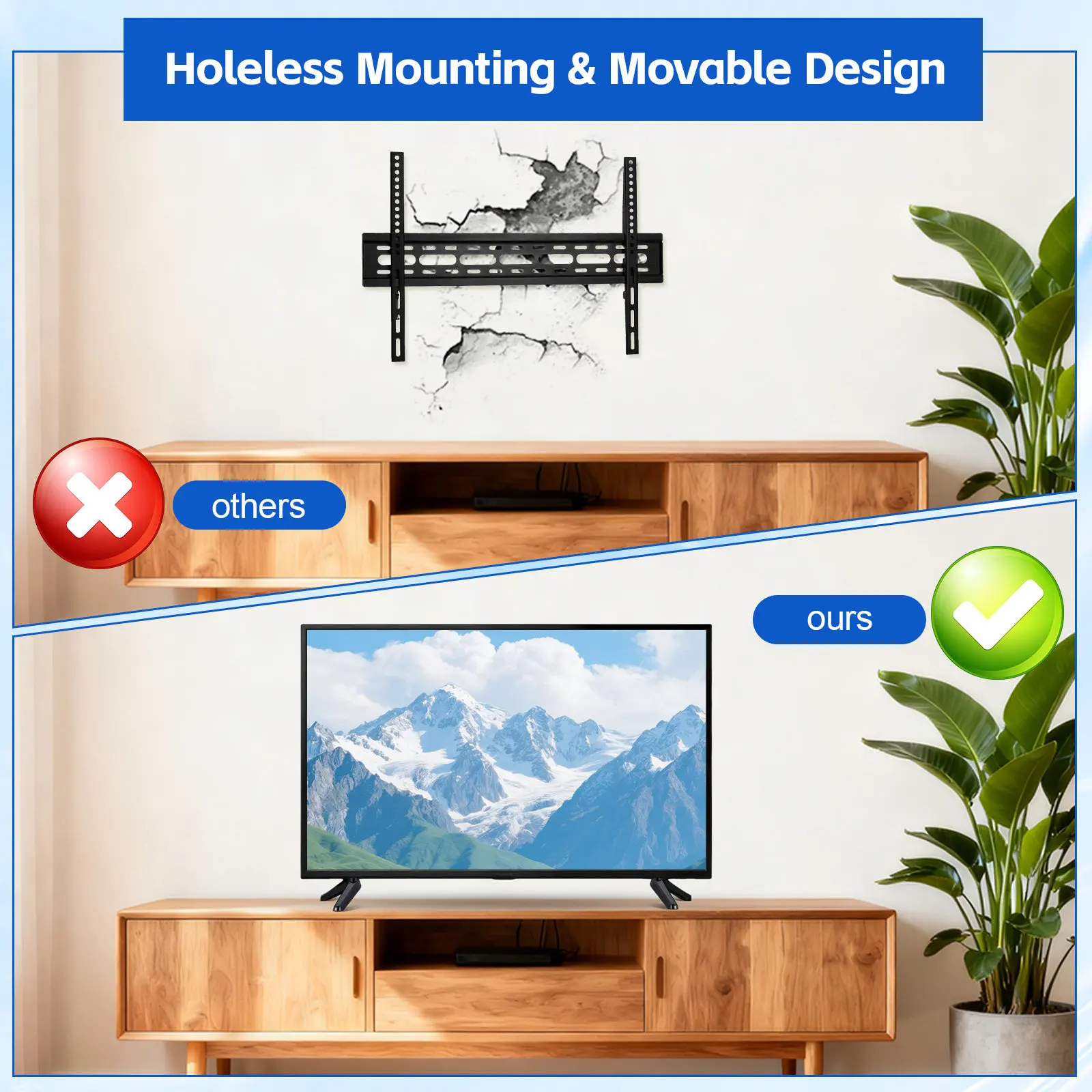 2Pcs Television Mount Stand Compatible with 32-55 Inch Tvs Easy Install Stable Support Plastic TV Mount Bracket TV Stand