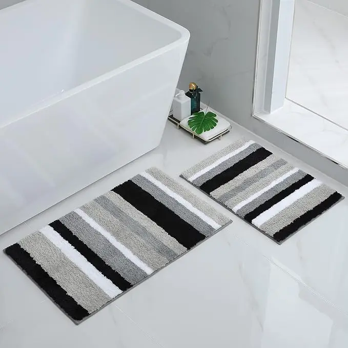 

Kitinjoy Absorbent Bathroom Rugs Soft High-Pile Anti-Slip Plush Washable Bath Mats Fluffy Microfibre Shower Foot Floor Carpets