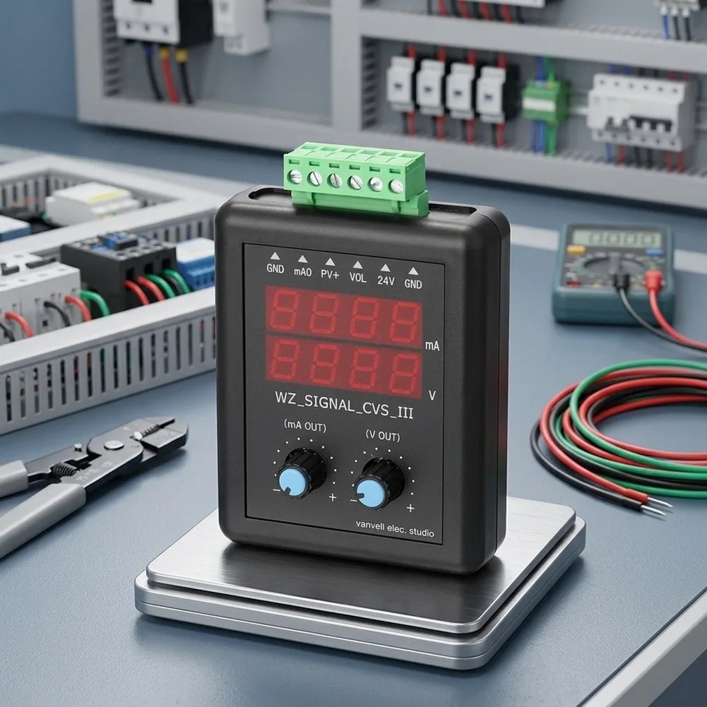 Loop Current Simulator 4-20mA Signal Generator Adjustable Signal Steps Low Voltage Indicator Compact Plastic Housing