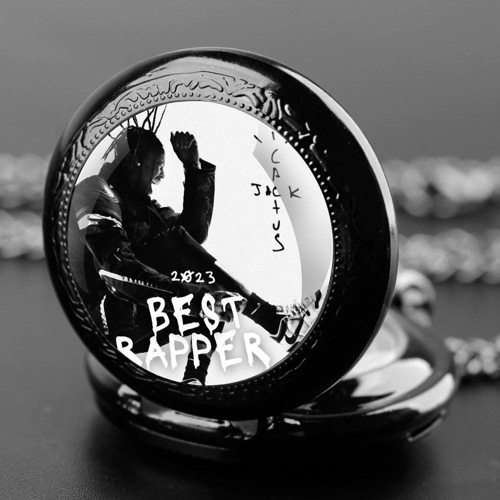 Travis Scott Hip Hop Decoration Gifts Vintage Arabic Numerals Quartz Pocket Watch Necklace Pendant Clock Chain Men Women Gifts