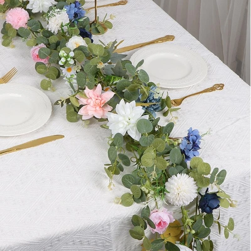 Artificial Rose Vine- Faux Flower Desk Decor with Flexible Stems for Table Centerpiece, Wedding, Home, Office, Party (1 J0MC - view 2
