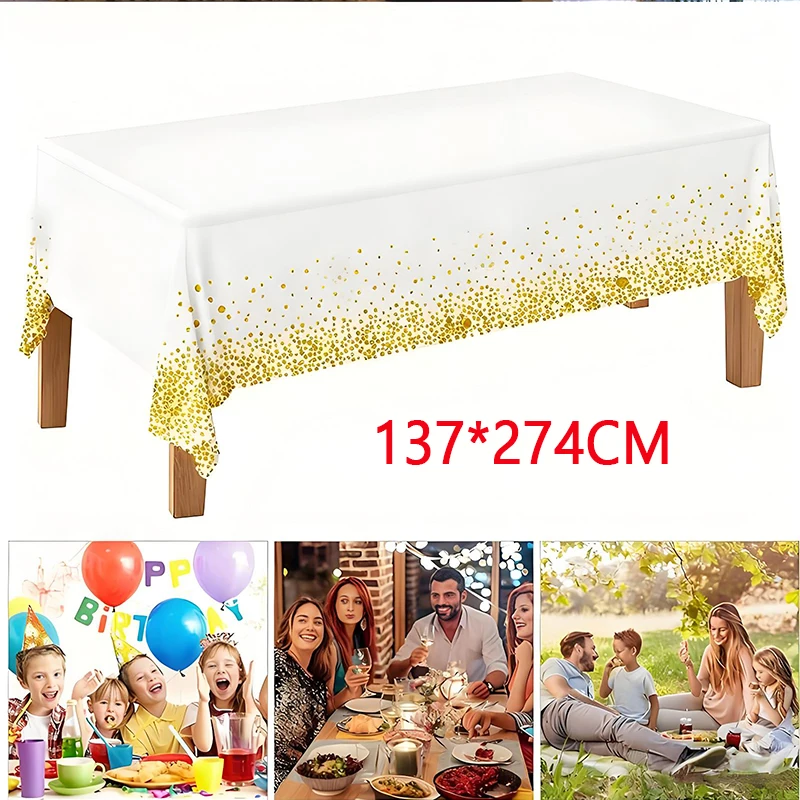 1PCS Disposable Tablecloth Party Rectangle Bronzing Waterproof Table Cloth for Wedding Birthday Party Christmas Home Decor CZB04