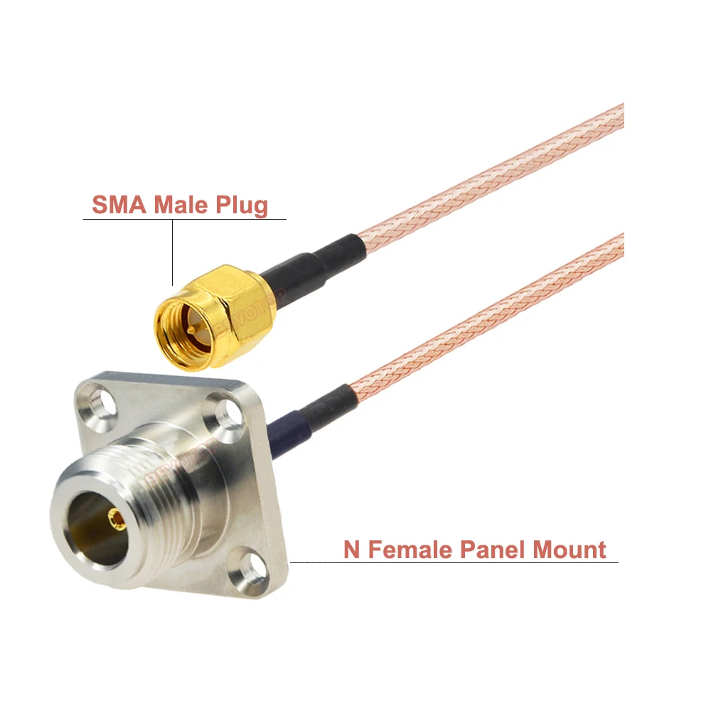 N Female Panel 4 Holes to SMA Male Plus RG316 Cable 50 ohm RF Coaxial Pigtail 4G LTE Extension Jumper Pigtail BEVOTOP 10CM~20M