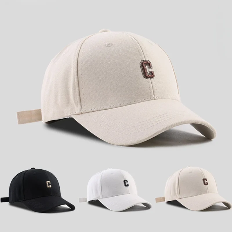 Hard-top C Letter Baseball Cap Men Women\'s Korean version of the tide peaked cap wide-brimmed big head  the curved brimmed hat