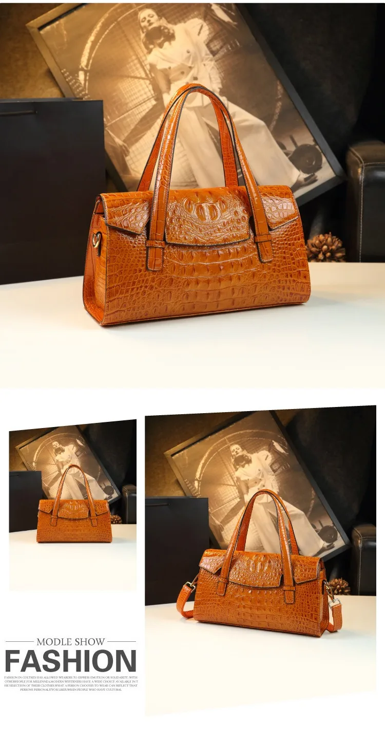 Damentasche mit Krokodilmuster 2026 Neuer Stil Messenger-Tasche Hochwertige Boston Pillow Bag Luxuriöse Leder-Schultertasche – Detail 14