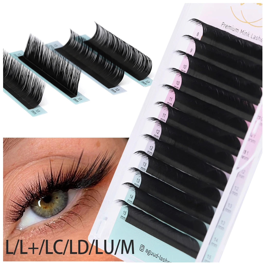 Black L/L+/LC/LD/LU/M Curl Volume Lash Extensions 8-15mm Mixed Length Individual Eyelash Extension Makeup Faux Mink Lashes Tray