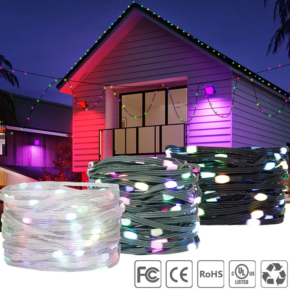 DC5V Addressable WS2812B LED String Transport Green Black Wire WS2812 3PIN Wire RGB Strip Christmas Lights Waterproof Decor