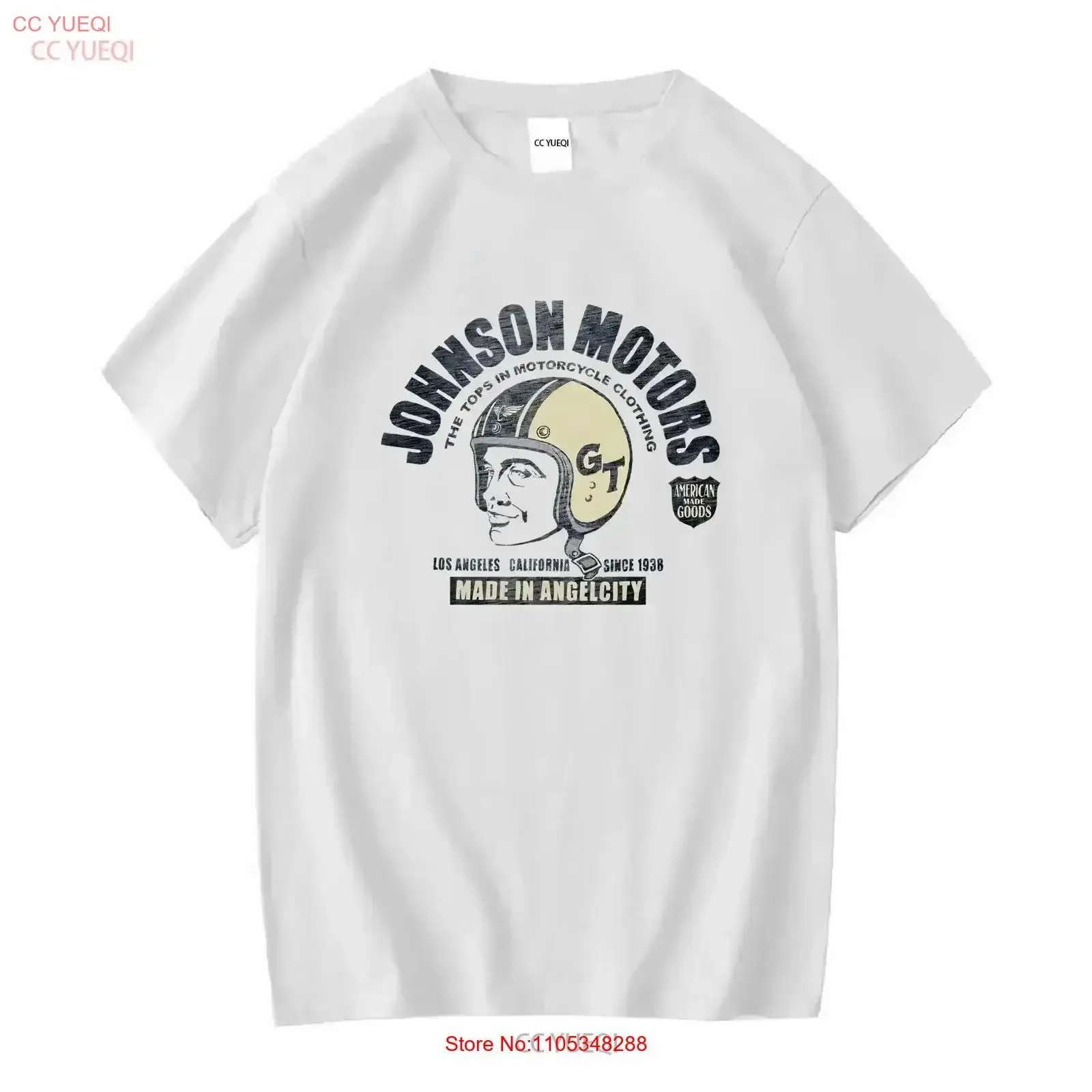 Johnson Motors Inc Mens T Shirt Blue Small S Motorcycle Logo Adults vintage Washed Breathable streetwear homme vintage Washed