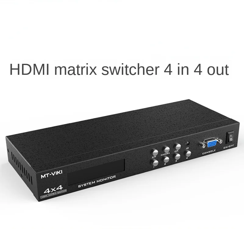 4 In 4 Out HDMI-compatible Matrix Switcher HD Decoding Audio and Video Digital Monitoring Host MT-HD414