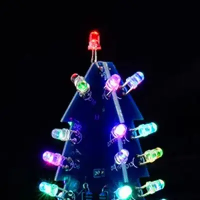 Christmas Tree 3D Xmas Tree Led DIY Kits 7 Color Flash Circuit LED DIY Soldering Kit Soldering Practice Christmas Holiday Gift