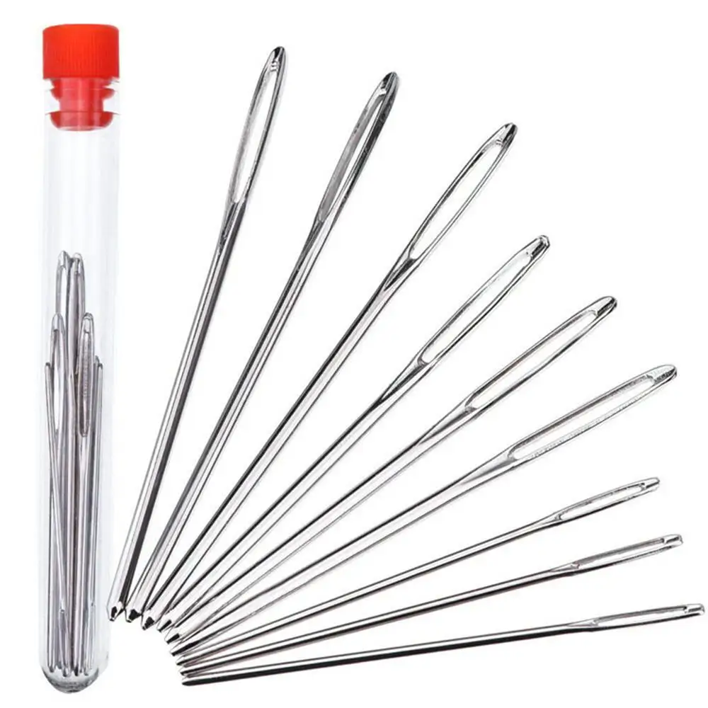 9PCS DIY Leather Craft Tools Large Eye Needles Stainless Steel Stitch Knitting Yarn Sewing Hand Crochet Hook Sewing Accessories