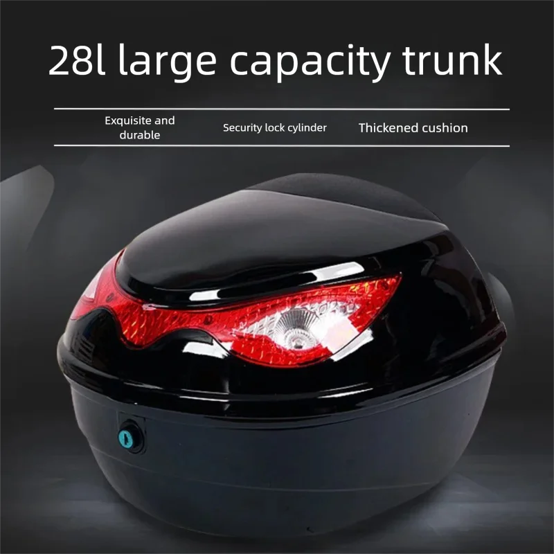 Baúl Trasero Extra Grueso de Gran Capacidad para Scooters Eléctricos y Motocicletas, Caja de Almacenamiento Antivibración, Caja de Herramientas y Maleta Trasera de 28L