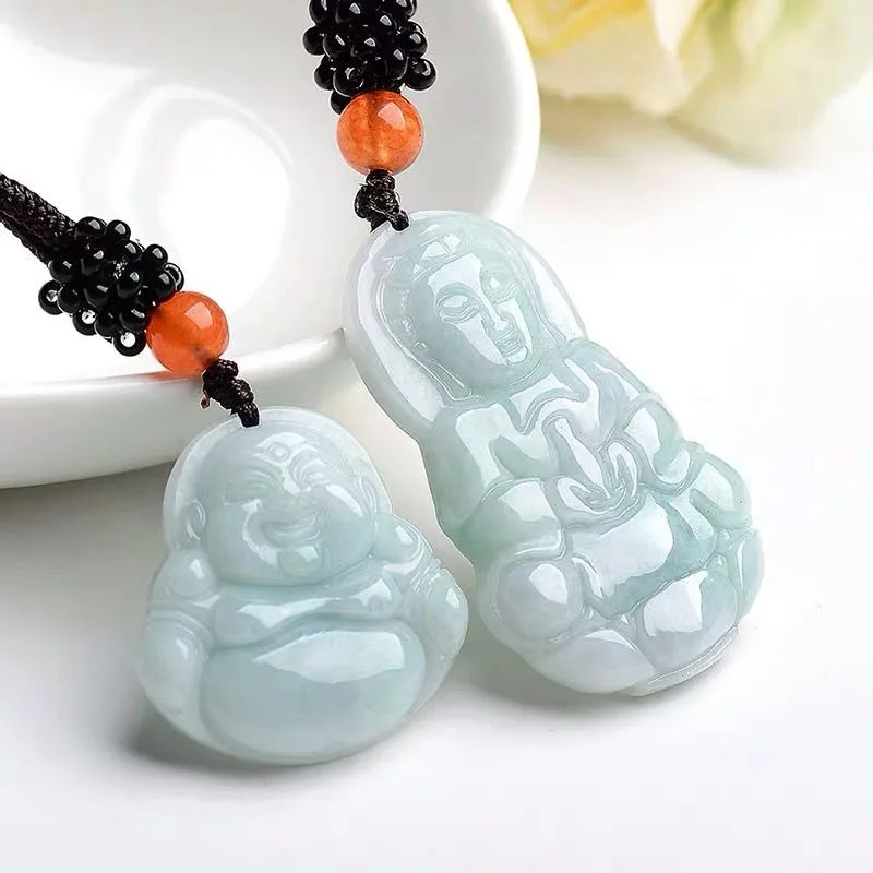 

Natural Jadeite Guanyin Buddha Pendant Jewelry Men and Women Ice Coward Pendant