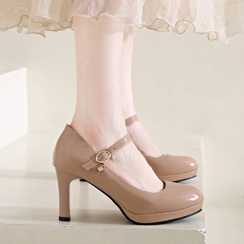 2025, schwarze High Heels für Damen, Frühlings-Freizeitschuhe, Damen-High-Heels, einfarbig, Keilschuhe, Übergröße, High Heels, Größe 34–42 – Detail 8