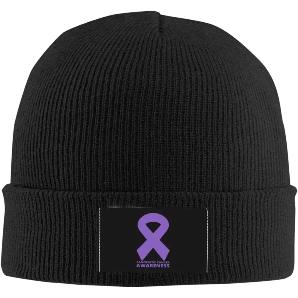 Pancreatic Cancer Awareness Ribbon Men & Women Beanie Cap Winter Hat Knit  Skull 