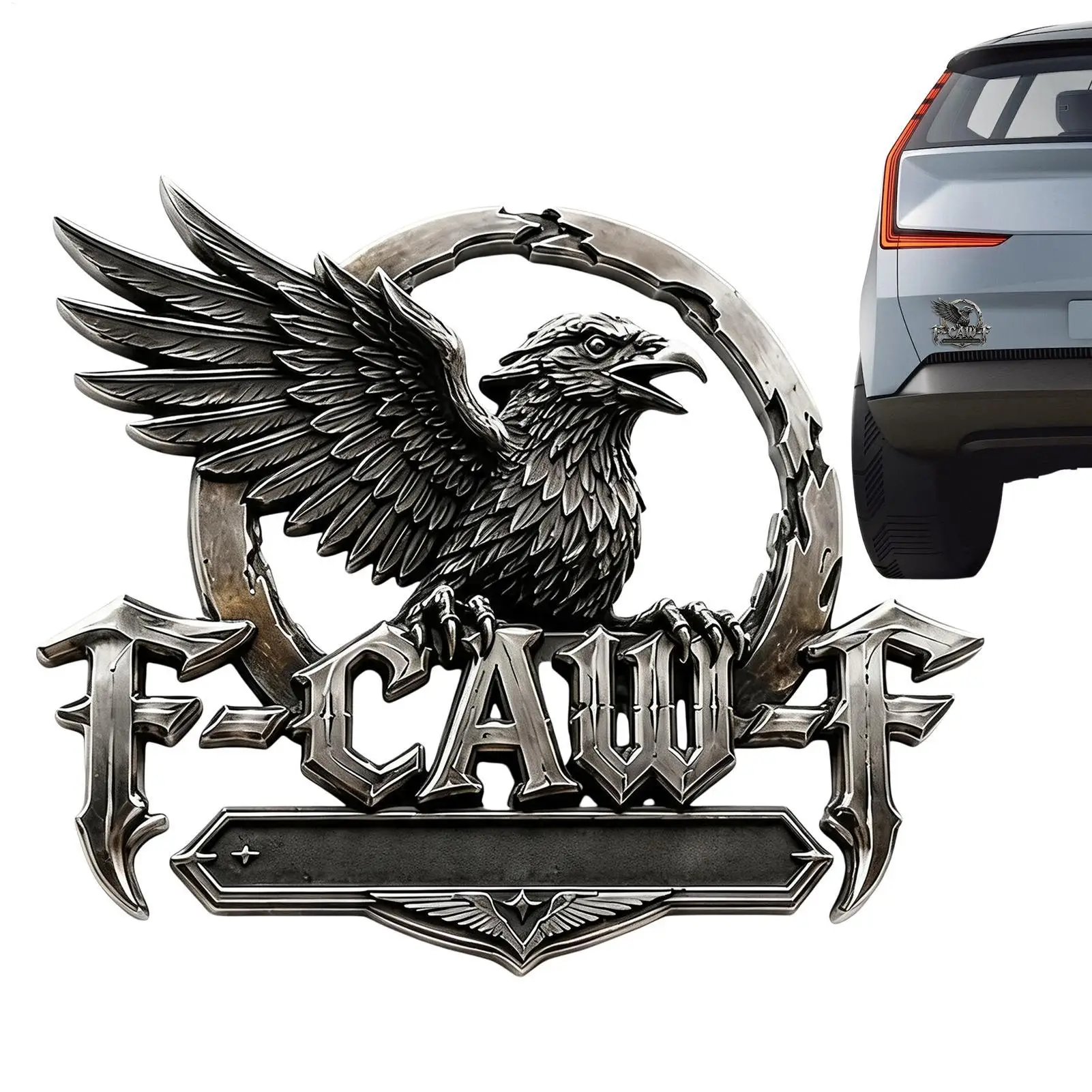Metal Car Decal Raven 3D Self Adhesive Waterproof Badge Exterior Modification Waterproof Ornament For SUV Truck Vehicle Styling