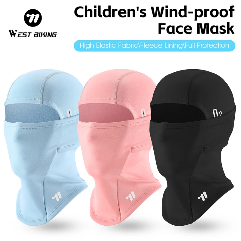 

WEST BIKING Kids Winter Windproof Face Mask Outdoor Cycling Skiing Warm Headgear Boys Girls Breathable Bandana with Glasses Hole