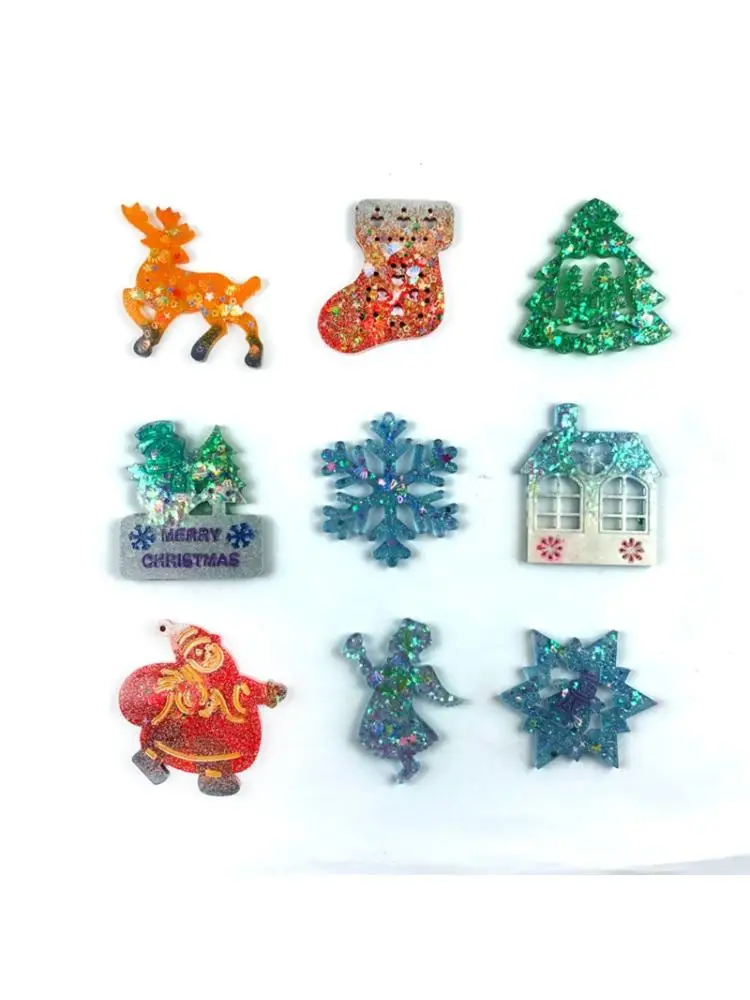 Moldes de resina brillante para llavero de Navidad, molde de silicona para bricolaje, colgante de llavero, joyería, moldes para manualidades de resina epoxi