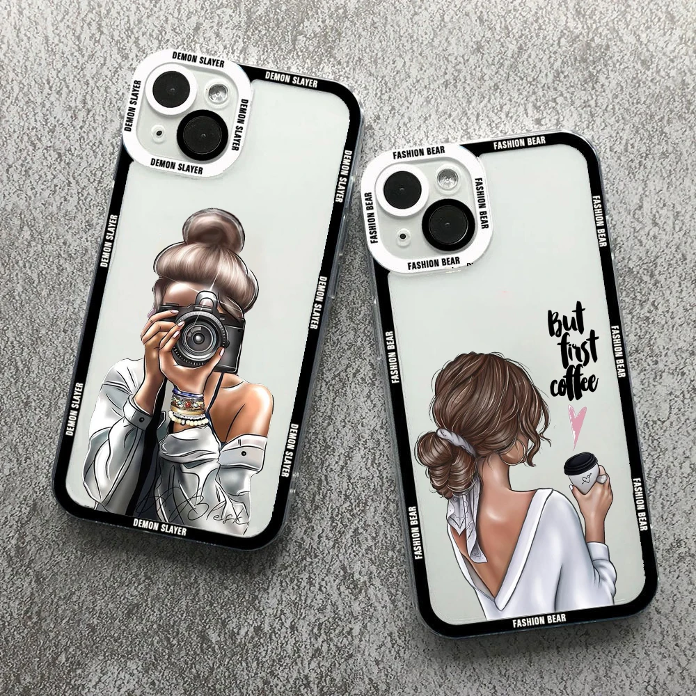 Fashion Pretty Girl  Phone Case For SamsungS24 S23 S20 S21 S22 Plus Ultra A24 A53 A54 A52 A51A71 transparent silicone soft Cover