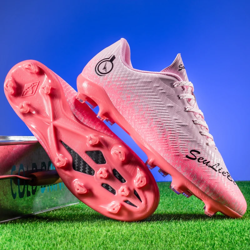 Firm Ground Soccer Cleats Boys Girls Athletic Outdoor Football Shoes, Mens Sport Flexible Athletic Lace Up Soccer ShoesSize33-46