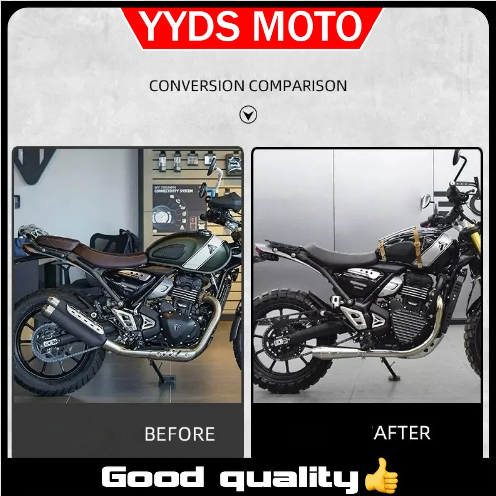 For Triumph Speed400/Scrambler400X Customized right side single outlet small fish mouth low position exhaust pipe accessories