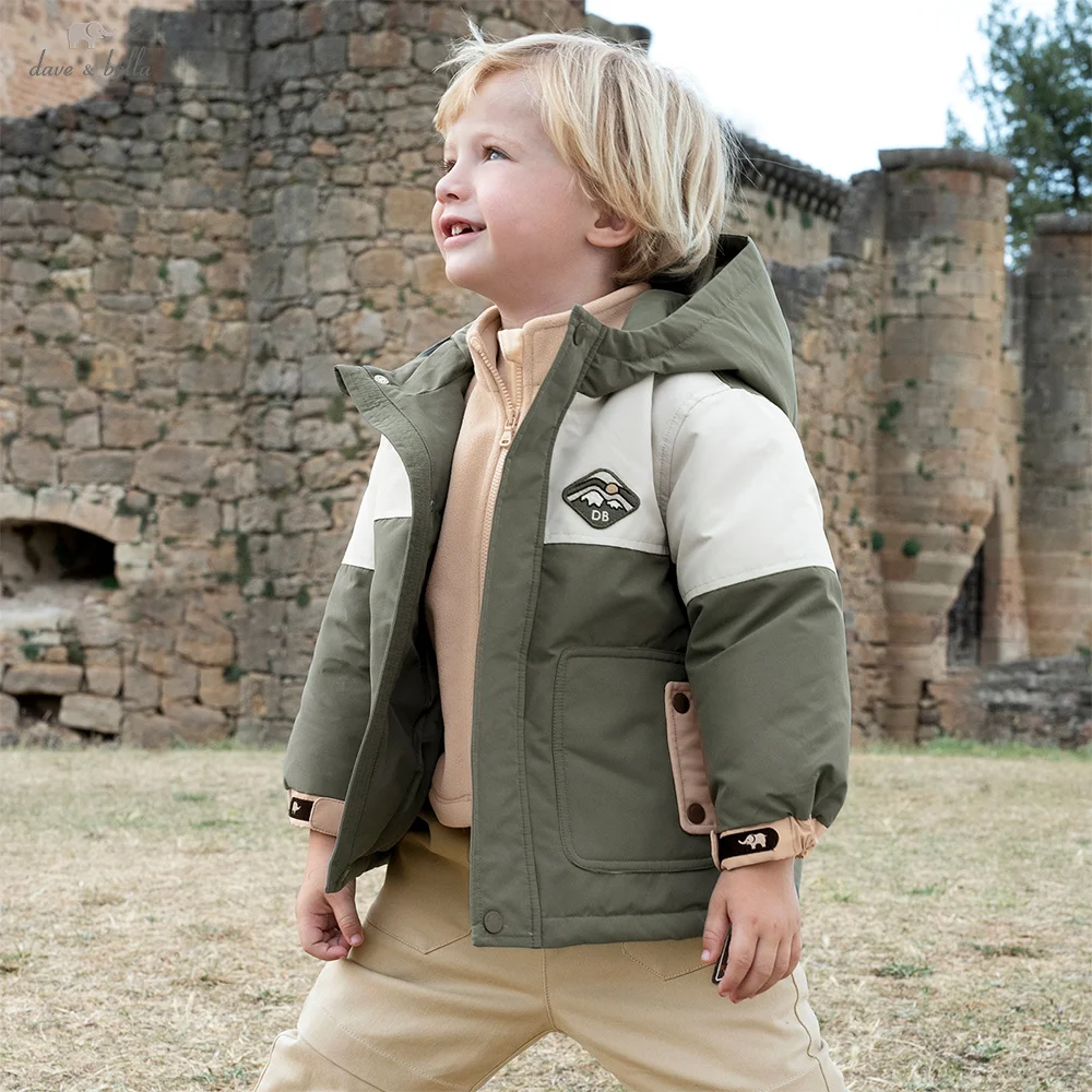 

Детский пуховик Dave Bella, зима-осень, комплект из двух предметов для мальчиков, бархатное пальто с капюшоном, плотная теплая верхняя одежда, детская одежда DB4242699