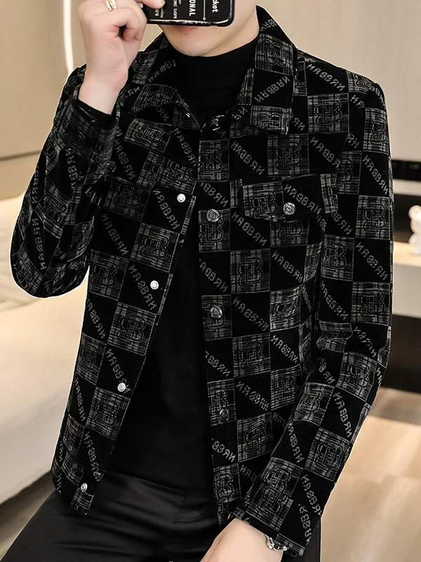 

New 2026 Men's Casual Jaet Faionable Spring Autumn Flip Collar Versatile Youthful Polyester Fiber Korean Sle Side ket