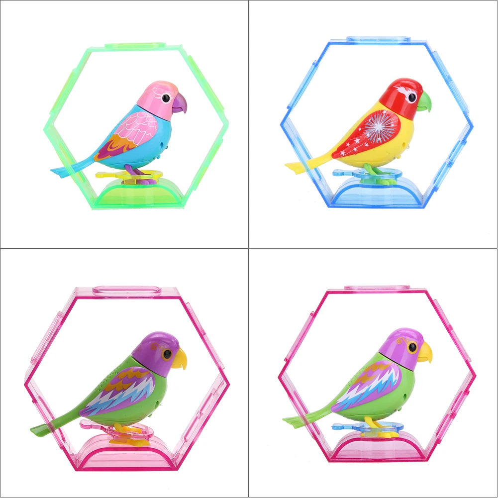 Controle de voz de som de plástico ativar chirping cantando pássaro crianças brinquedo presente controle de voz inteligente telefone móvel para controlar brinquedo